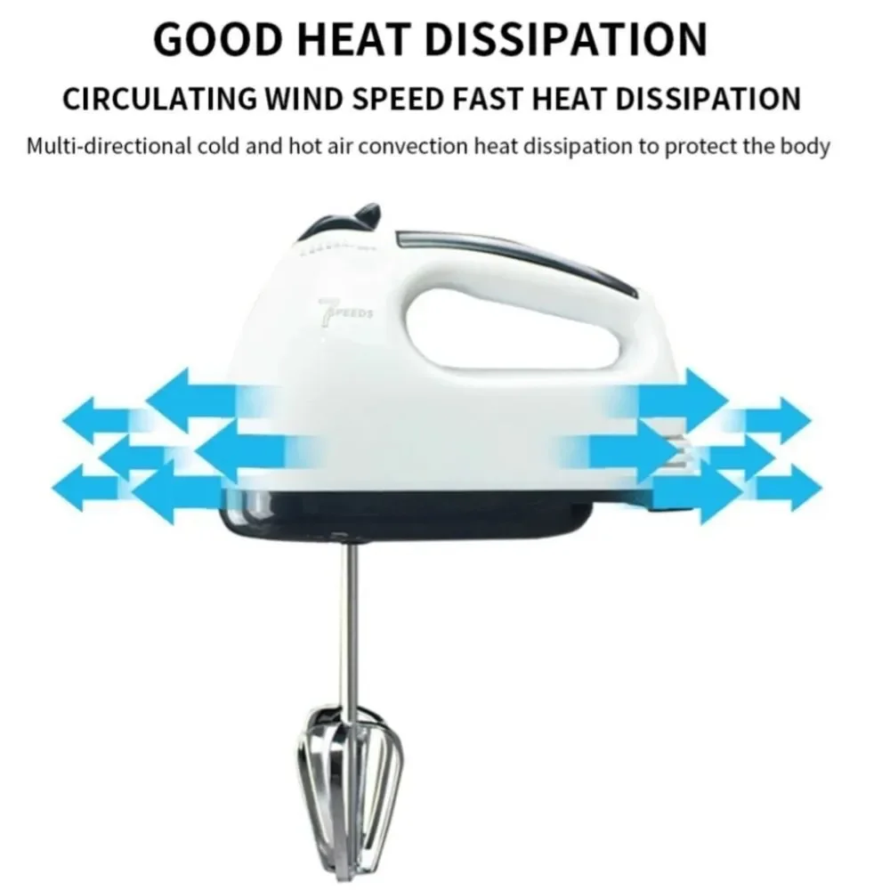 7 Speeds Super Hand Mixer Electric Egg Beater Handheld Blender White